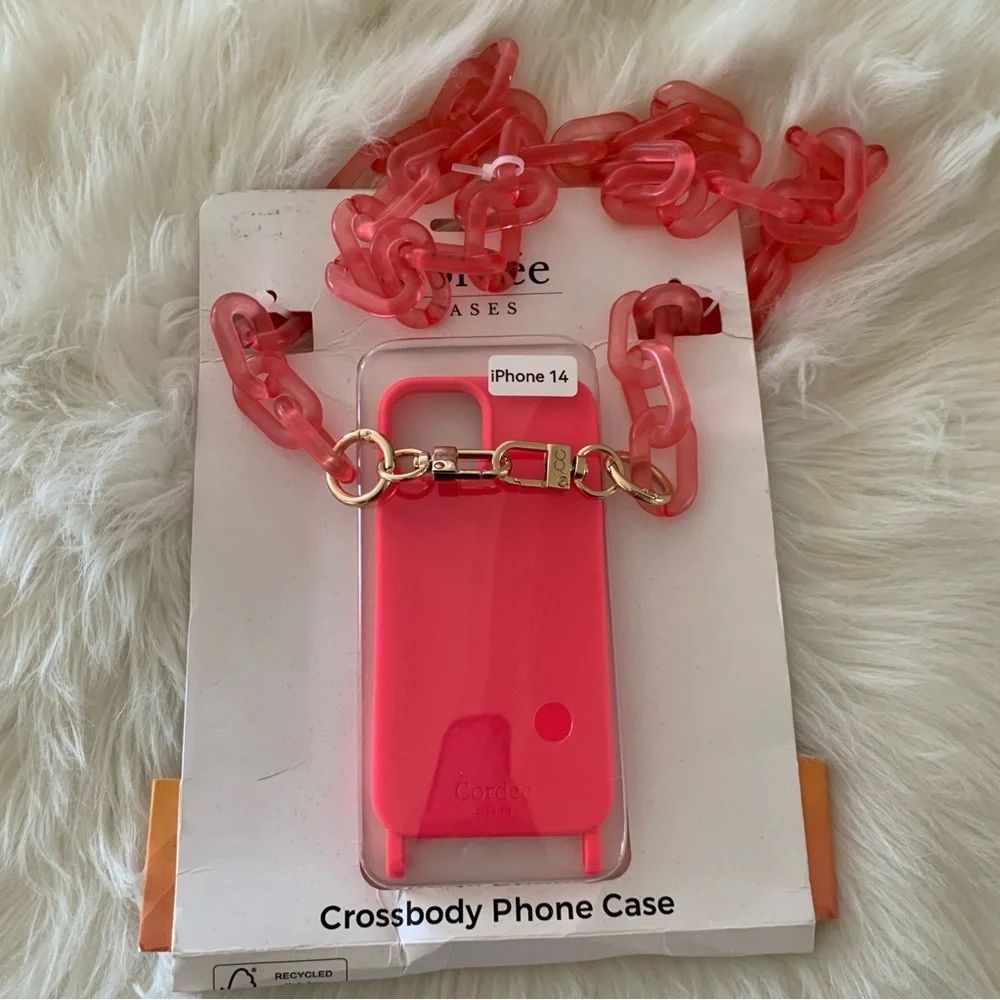 Pink Crossbody iPhone 14 Phone Case Chain link Strap